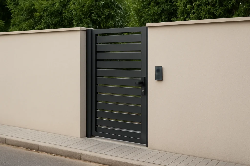 puertas peatonales automaticas en muro de alcoy